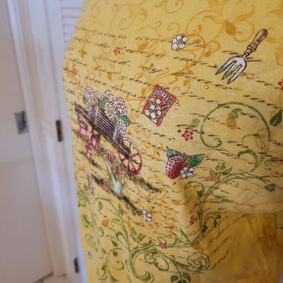 Studio Collection Yellow Garden Embroidered Y2K Cotton Top Large Cottagecore - Picture 3 of 6